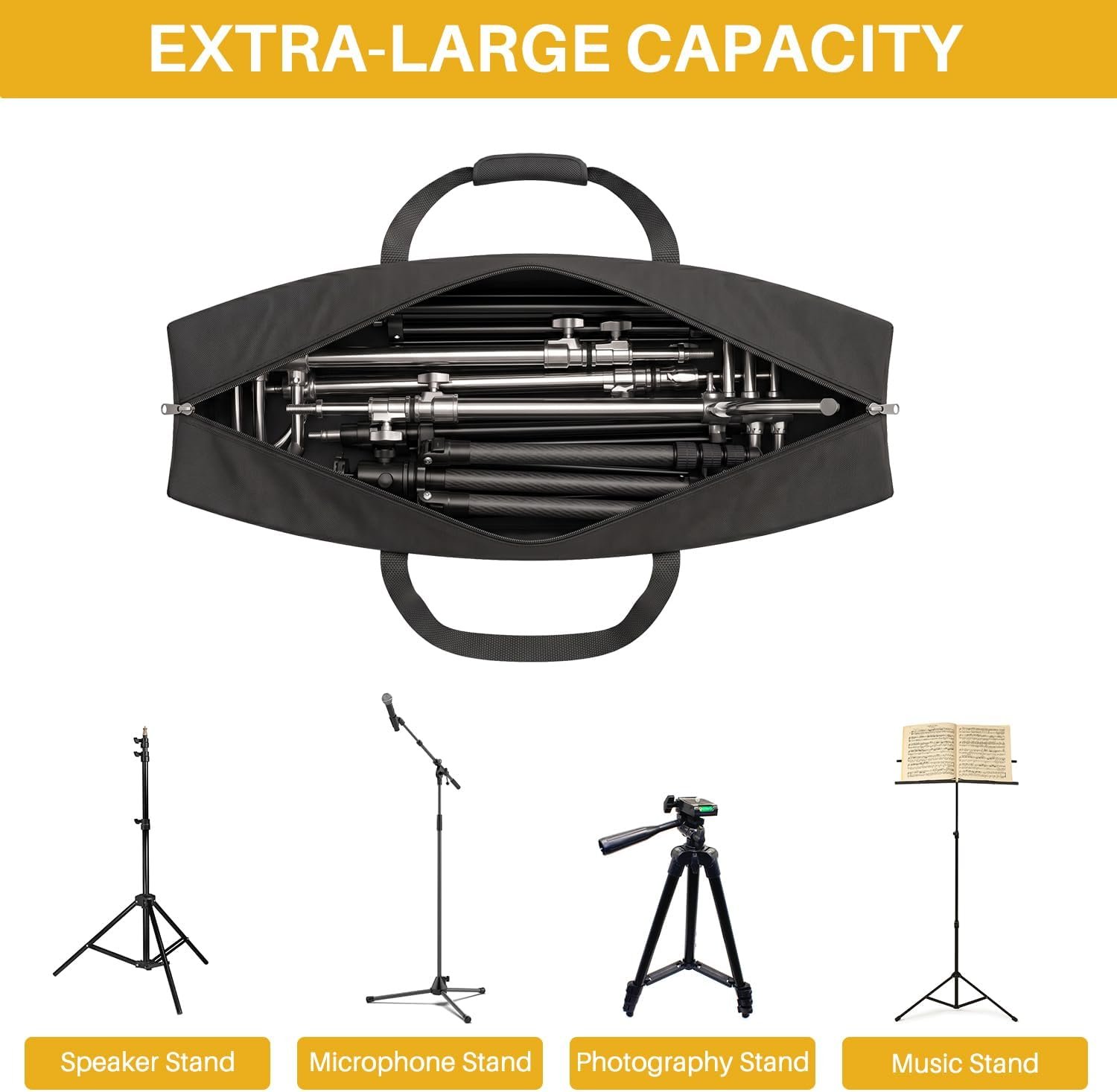 45 Inch Tripod Carrying Case - 45x7x7 Inch Storage Bag, Black - Image 2