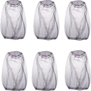 Mosquito Head Net Face Mesh Cover, 6 Pcs Mosquito Resistance Sun Fish Hat, Protective Cover Mask Face from Insect Bug Bee Mosquito Gnats for Camping Hiking Fishing Climbing(Gray)