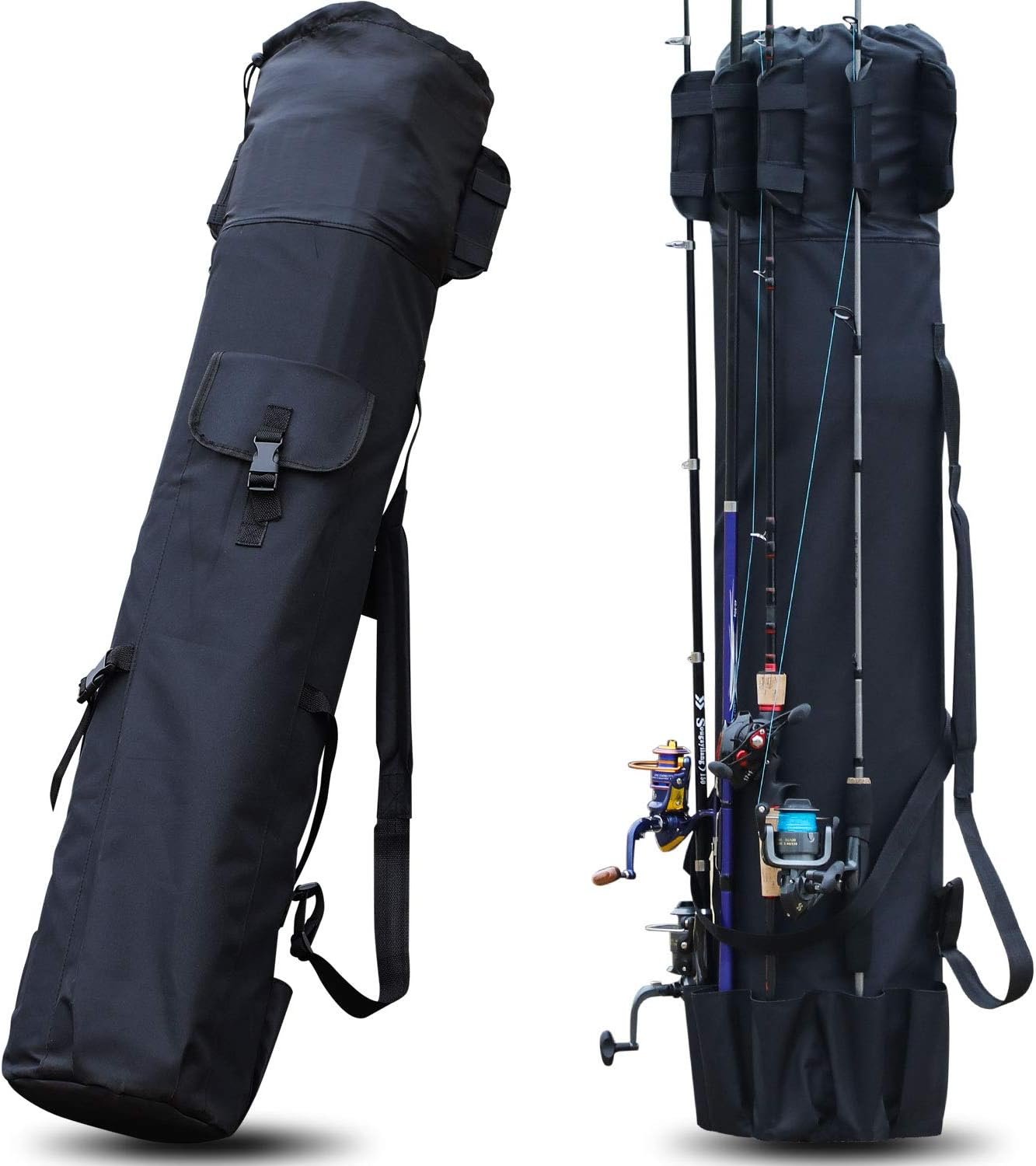 Folding Fishing Rod Case Organizer Pole Storage Bag Rod Reel Tackle Carrier Fishing Rod Bag Fishing Case