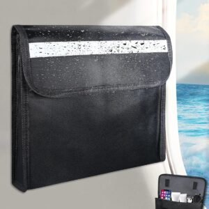PU Boat Accessories Storage Organizer Bag, Sun-Protective Strong Adhesive Pouch for Cellphone and Key, Reflective Closure Pocket for Boat Center Console Pontoon RV 12" x10.8"x2.2"