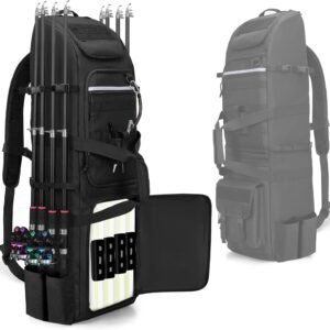 Fishing Rod Tackle Bag Fishing Backpack Holds 8 Rods & Reels