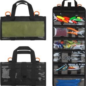 Fishing Lure Bag, Roll Up Bait Bag 6 Pockets PVC Protective Lure Wraps Covers Waterproof Portable Large Capacity Fishing Tackle Organizer Storage Bag for Fishing Lures Jigs Hooks Baits Tackle